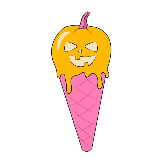 Gelato alla zucca per adesivo di Halloween o tatuaggio temporaneo in stile Groovy