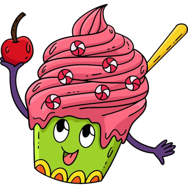 Gelato con clip color cartone animato di ciliegie