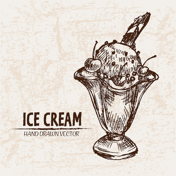 Vettore gelato dettagliato di gelato di arte di linea