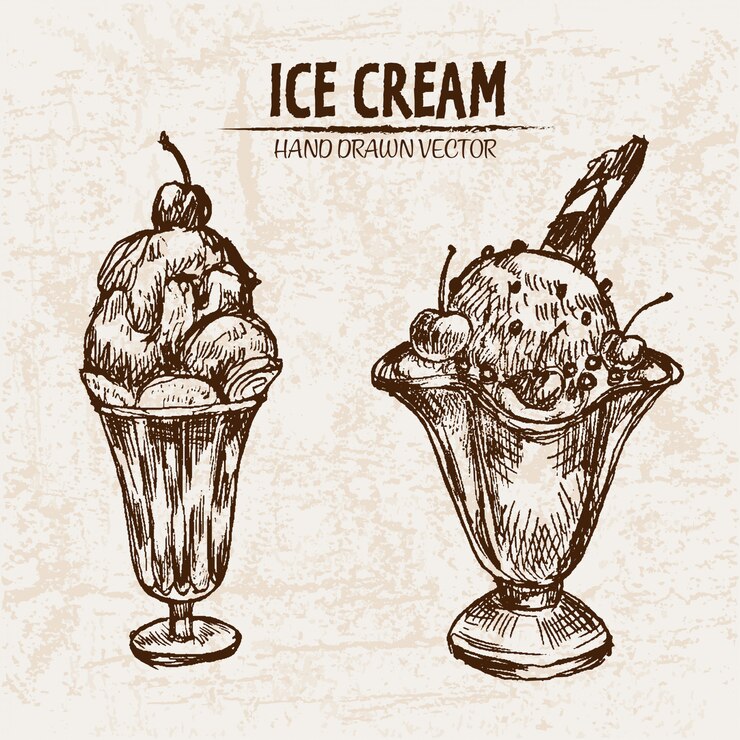 Vettore gelato dettagliato di gelato di arte di linea