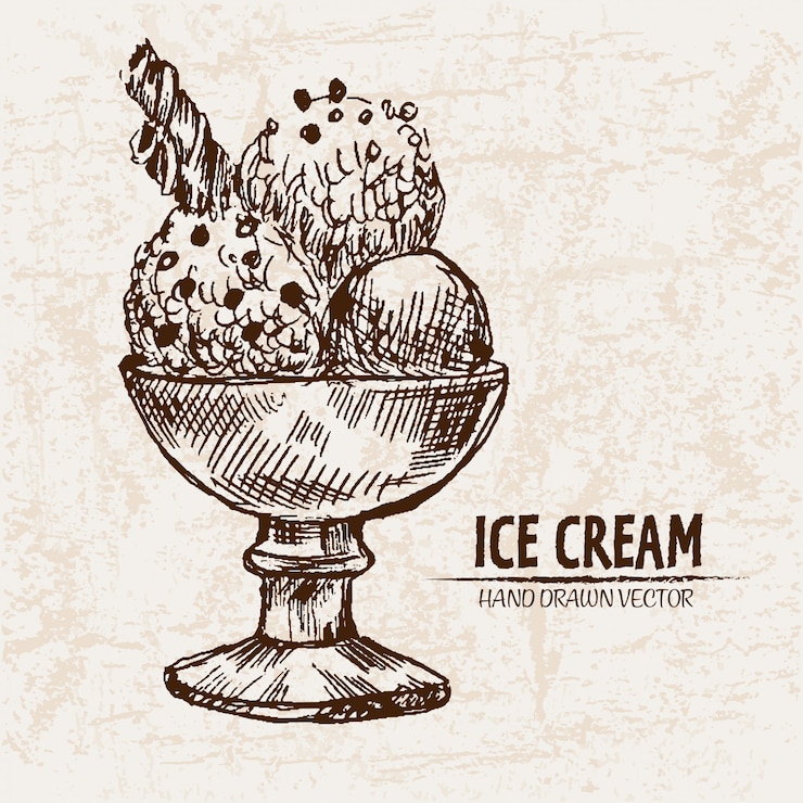 Vettore gelato dettagliato di gelato di arte di linea