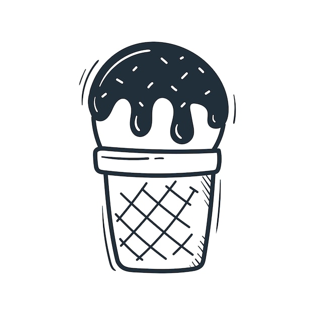 Gelato disegnato a mano in stile doodle Illustrazione vettoriale di schizzo