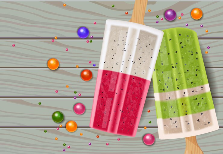 Vettore gelato tropicale con kiwi e frutta del drago