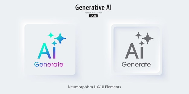 Generare icone AI Un set di pulsanti 3D attivi e inattivi con simboli di icone Neumorfismo stile UI UX design per app e web Illustrazione vettoriale