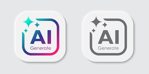 Generare interfaccia utente del pulsante AI Intelligenza artificiale simbolo dell'icona del logo UI concetto di progettazione UX per l'app del sito web Illustrazione vettoriale
