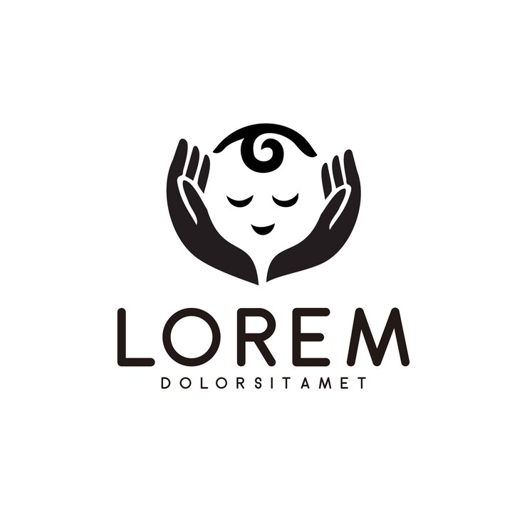 Genitore con il logo della mano del bambino per l'illustrazione del design della cura del bambino