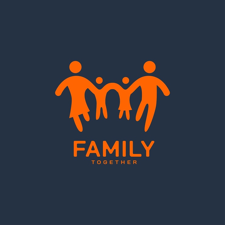 Genitori e figli illustrazione vettoriale famiglia insieme icona logo design2