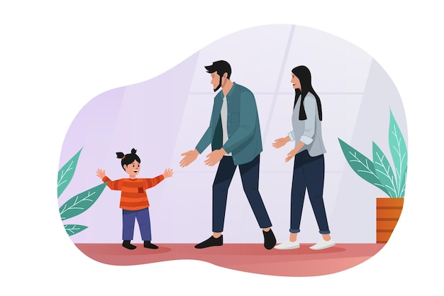 Genitori felici che giocano con la figlia piccola famiglia felice
