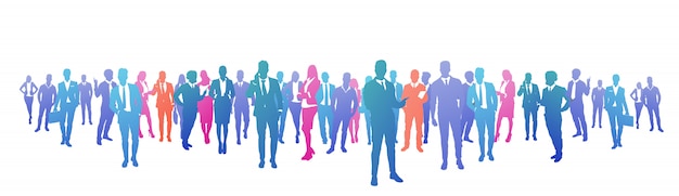 gente di affari di successo colorato silhouette, gruppo di diversità uomo d'affari e imprenditrice successo team team banner