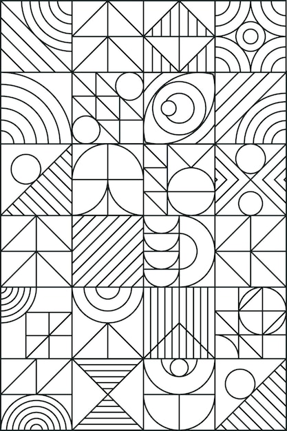Geometria bandiera linea minima 20s Bauhaus stile con figure e forme cerchio triangolo quadrato