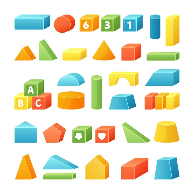 Geometria mattoni bambini blocchi forme attività ricreativa cartone animato d giocattoli costruttori infantili semplici