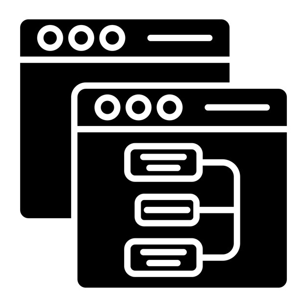 Gerarchia del sito Web Glyph Illustrazione nera solida
