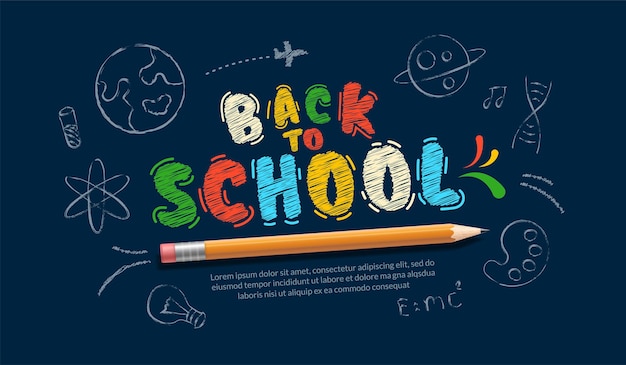 Gesso colorato richiamato a scuola scritte con sfondo a matita Corsi online e pagina Web