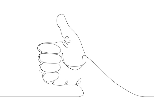 Gesti continui delle dita del palmo della mano con disegno a una linea Mano che mostra un grande segno
