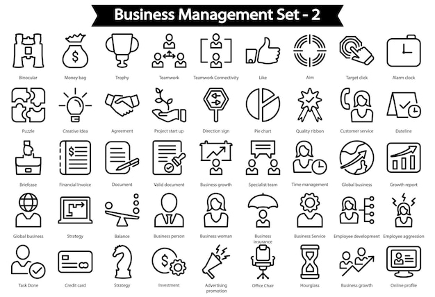 Gestione aziendale Set 2 Line Icon Set