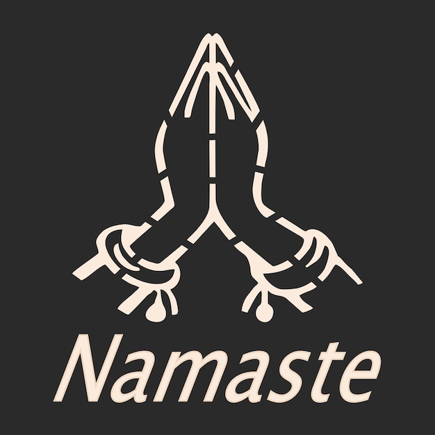 Gesto di namaste disegnato a mano.