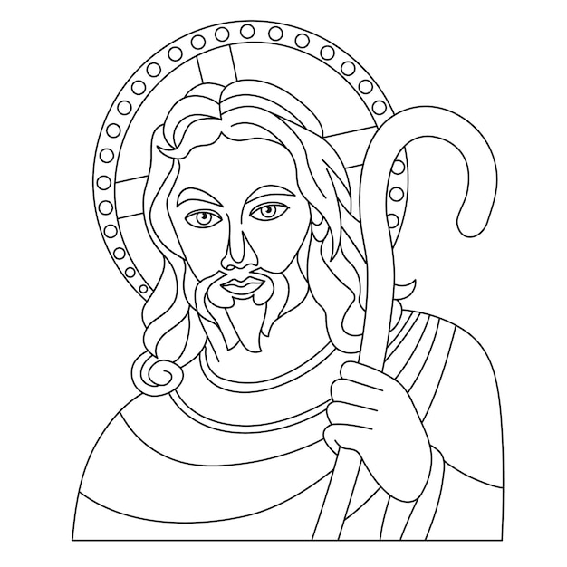 Gesù Cristo Pagina da colorare Scena religiosa Illustrazione Libro da colorare cristiano