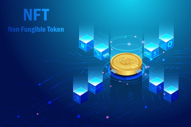 Gettone NFT non fungibile con tecnologia block chain Moneta crittografica 3D NFT per arte digitale da collezione