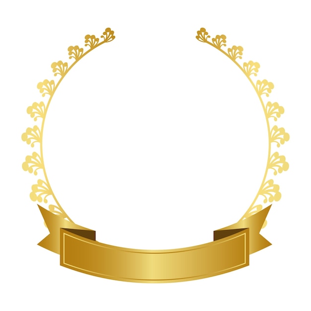 Ghirlanda d'oro di alloro con nastro