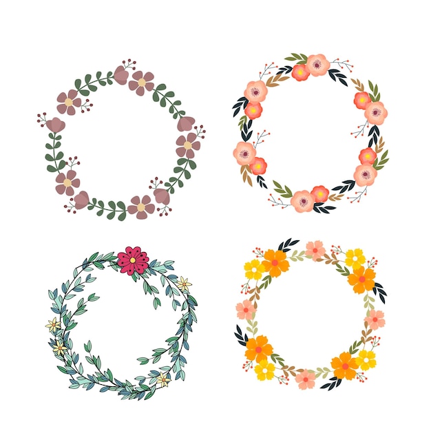 Ghirlanda florale disegnata a mano Ghirlanda floreale con foglie per il matrimonio