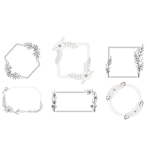 Ghirlanda florale disegnata a mano Ghirlanda floreale con foglie per l'invito al matrimonio