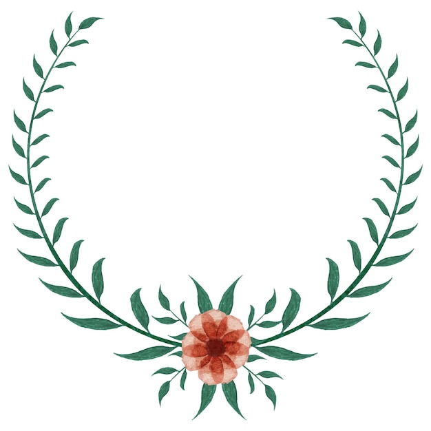 Ghirlanda rotonda di fiori ad acquerello