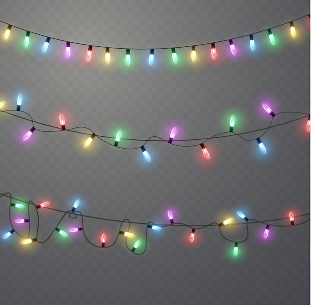 Ghirlande di Natale Capodanno Lampada al neon a LED Lampadine colorate luminose di Natale su stringhe di filo Vettore