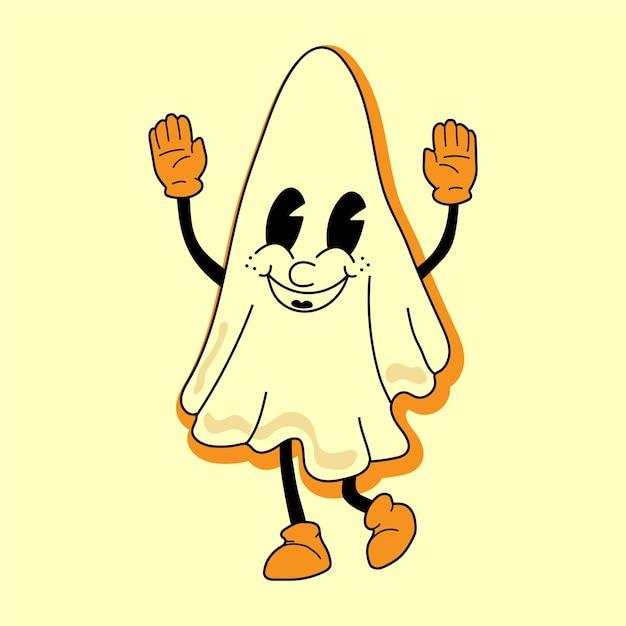 Ghost anni '30 personaggio mascotte cartoon anni '40 anni '50 anni '60 vecchio stile di animazione Cartoon allegro halloween