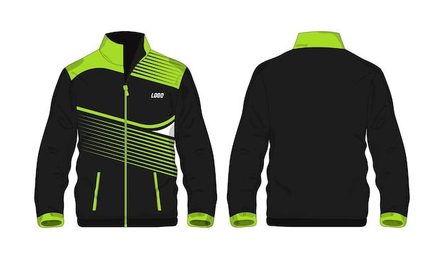 Giacca sportiva modello verde e nero per il design su sfondo bianco Illustrazione vettoriale eps 10