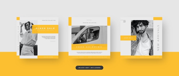 Giallo Moderno Minimalista Geometrico Moda Promozione Social Media Post Banner Modello