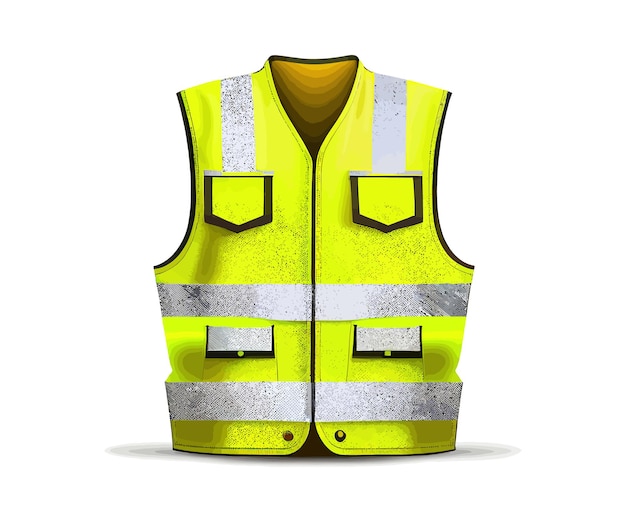 Gilet con strisce riflettenti uniforme di sicurezza gialla Illustrazione vettoriale desing