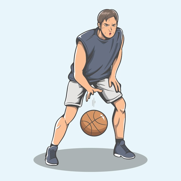 Giocare a basket vettore e illustrazione Cartoon e anime