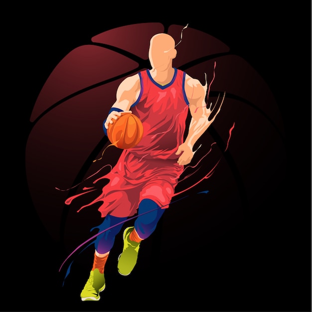 giocatore di basket dribbla azione