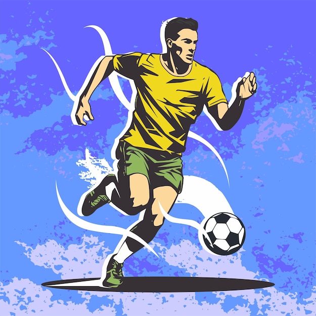 Giocatore di calcio in azione con la palla