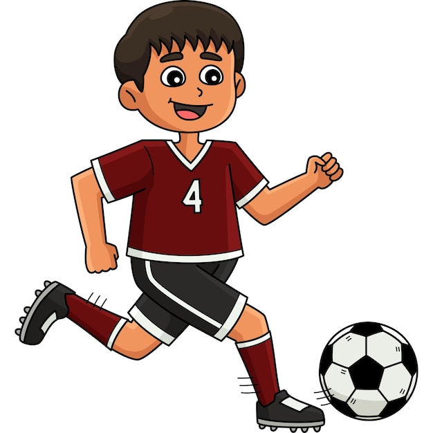 Giocatore di calcio maschio che corre la palla Clipart dei cartoni animati