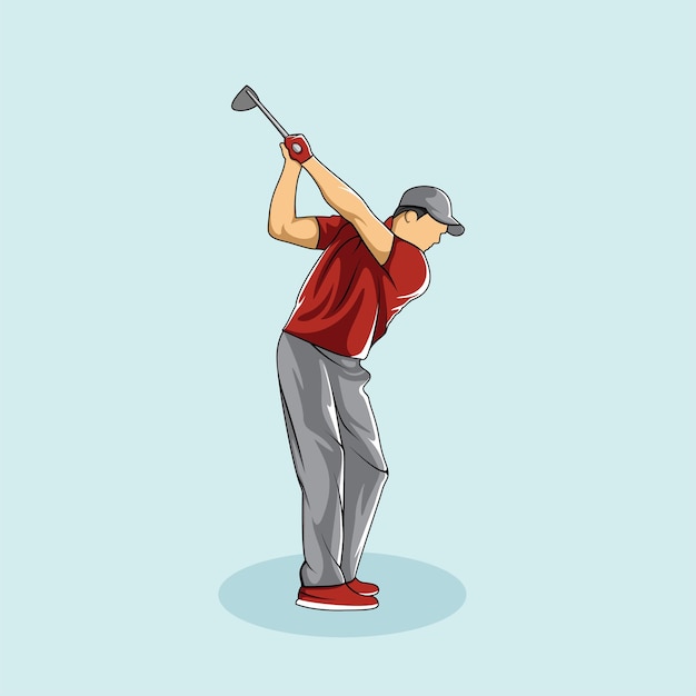 Giocatore di golf atleta posato vettore colorato