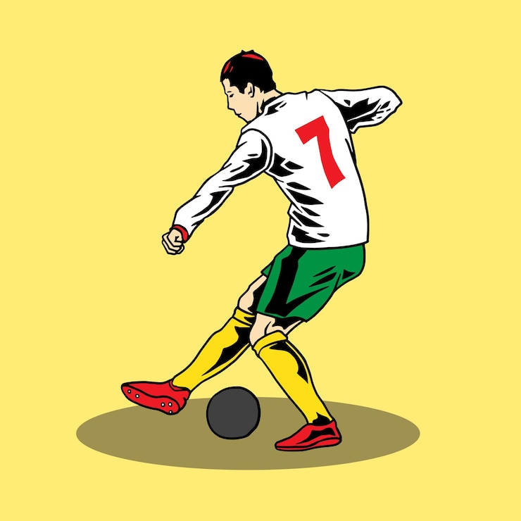 Vettore giocatore di personaggi della coppa del mondo di calcio per icona poster e tshirt007