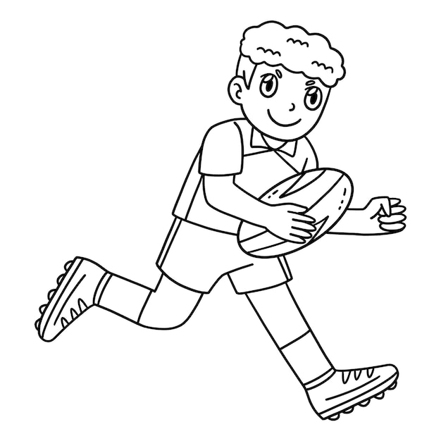 Giocatore di rugby che corre la palla isolato Colorazione