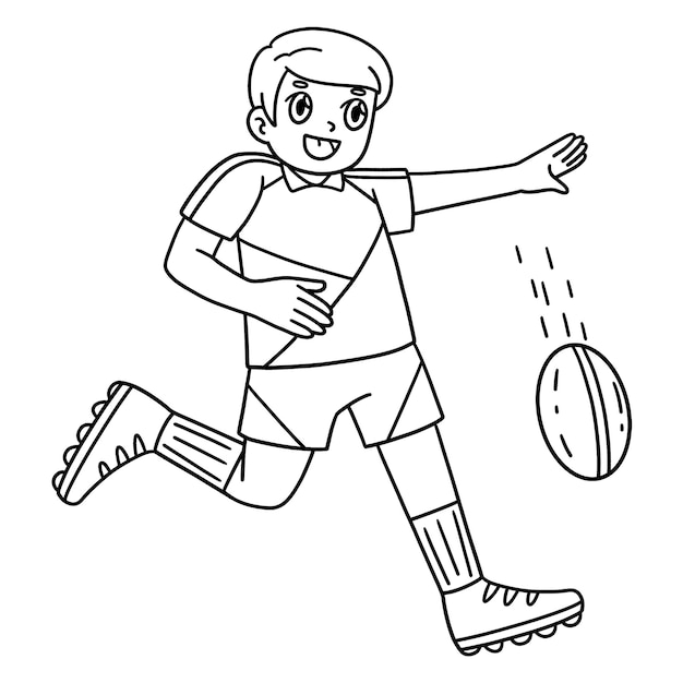 Giocatore di rugby che fa un punt corto colorazione isolata