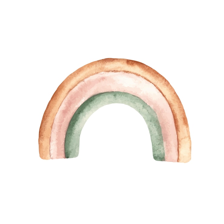 Vettore giocattolo d'arcobaleno in legno giocattolo ecologico per bambini acquerello illustrazione disegnata a mano isolata su