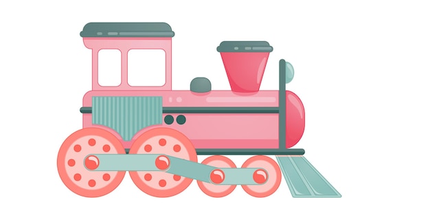 Giocattolo del treno per bambini in stile cartone animato. Illustrazione vettoriale isolato su sfondo bianco.