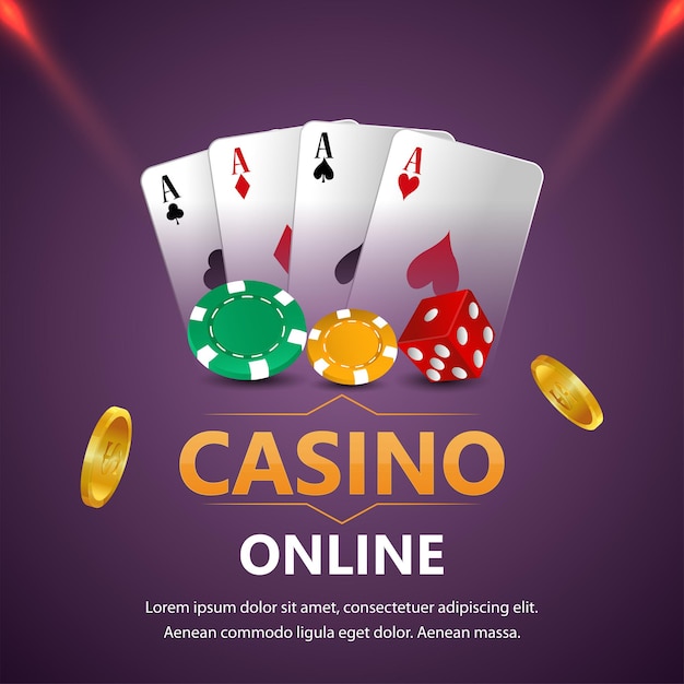Gioco d'azzardo del casinò con testo dorato e carte da gioco e slot del casinò