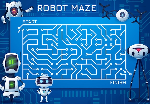 Gioco del labirinto con scheda madre e robot