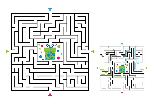 Gioco del labirinto del labirinto quadrato per bambini Enigma di logica del labirinto 4 ingressi e 2 modi giusti per andare