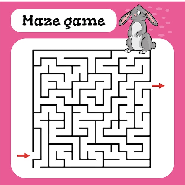 Gioco del labirinto per bambini Illustrazione del foglio di lavoro simpatico cartone animato