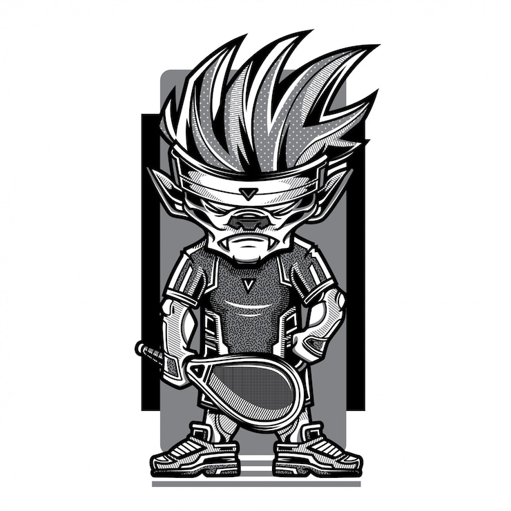 Vettore gioco del tennis illustrazione in bianco e nero