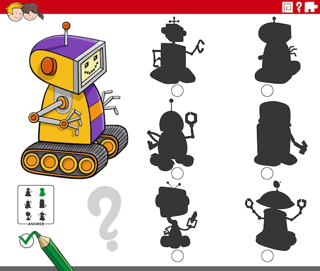 Gioco delle ombre con il personaggio del robot dei cartoni animati
