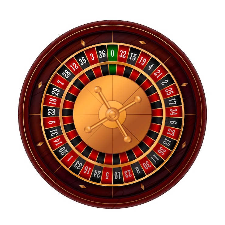 Vettore gioco di casinò roulette gioco rischioso scommesse fortunate fortuna intrattenimento vegas tempo libero ruota rotonda macchie rosse nere e verdi isolate su sfondo bianco illustrazione vettoriale