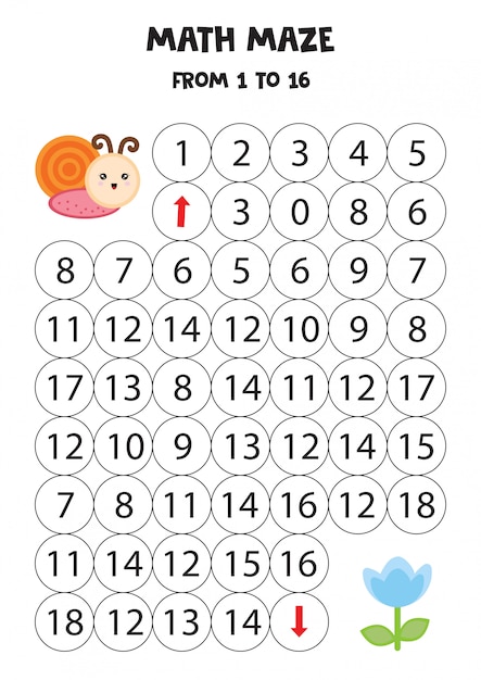 Gioco di matematica per bambini. La lumaca va al fiore.