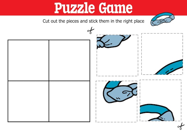 gioco di puzzle educativo per bambini per tagliare e attaccare pezzi con la fascia doodle